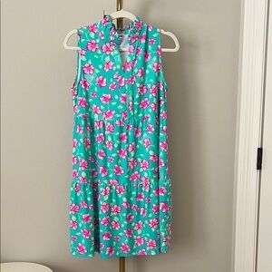 Aryeh Aqua and Pink Floral Sleeveless Mini Dress